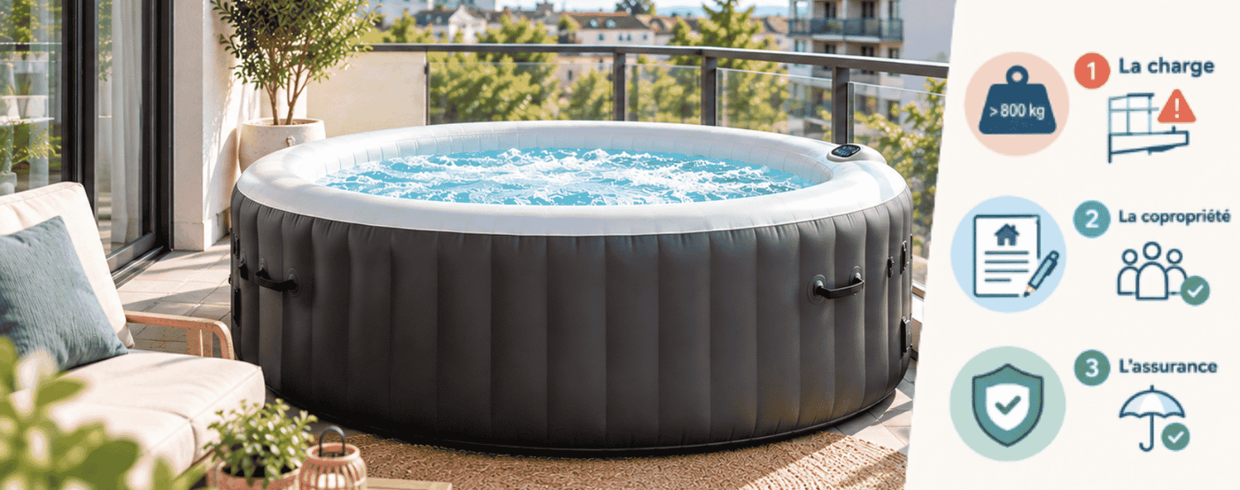 Spa gonflable sur un balcon ou une terrasse en copropriété : ce qu'il faut vérifier avant d'acheter