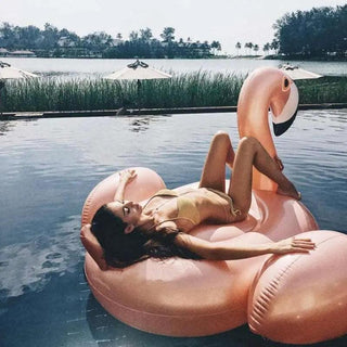 Bouée Flamant Rose Dorée Géante - Boueelicorne.com