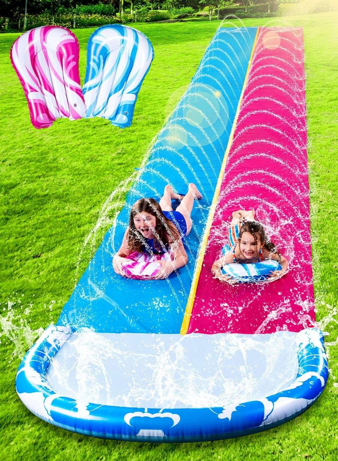 Tapis glissant gonflable à éclaboussures, double voie, 16 pieds - Bestway H2OGO Tapis glissant gonflable à éclaboussures, double voie, 16 pieds - Bestway H2OGO
