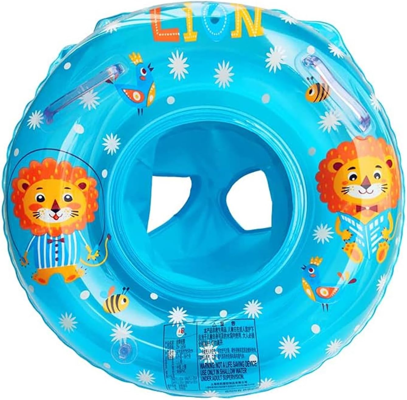 Bouée siège bébé lion bleu gonflable avec deux poignées, dès 6 mois