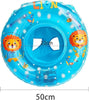 Dimensions de la bouée siège bébé lion bleu : 50 cm de diamètre, assise de 22 cm